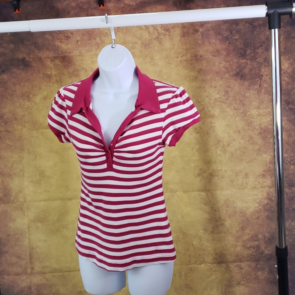 Planet Gold striped short sleeve top.